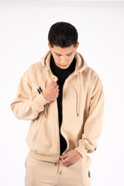 ZIPPER HOODIE SIGNATURE Beige